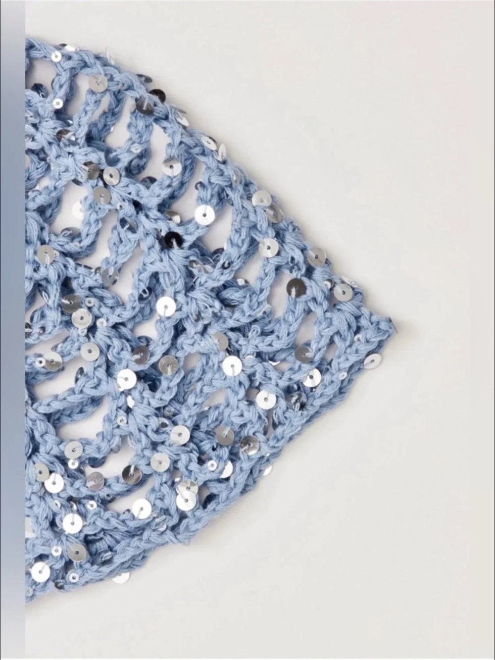 Free People Mika Light Blue Sequin disco Crochet skull cap